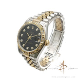 Rolex Datejust Midsize 68273 Diamond Black Dial No Pinhole (1993)