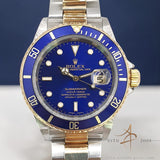 Rolex Submariner Blue 16613T 16613 Gold Steel SEL No Pinhole (Year 2004)