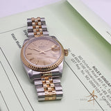 Rolex Datejust Midsize 68273 Champagne Tapestry Dial No Pinhole (1995)