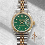 Rolex Datejust Ladies 69173 Custom Green Dial No Pinhole (1993)