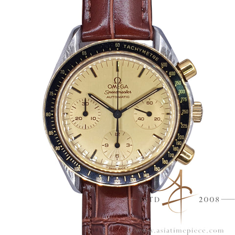 Omega Speedmaster Reduced 175.0032 Cal 1140 Automatic Chronograph Champagne Dial 18K Gold Bezel