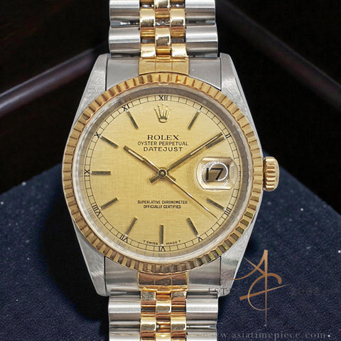 Rolex Datejust 16233 Champagne Linen Dial Vintage Watch (1997)