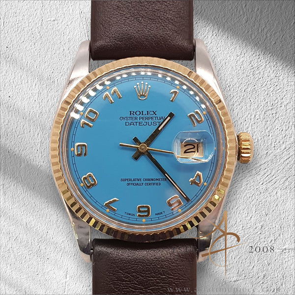 Rolex Datejust 16013 Custom Blue Dial Vintage Watch (1983