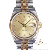 1990 Rolex Datejust 16233 Champagne Diamond Dial Box Cert