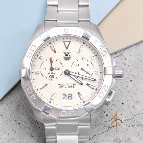 TAG Heuer Aquaracer WAY111Y Alarm Quartz 41mm White Dial Steel Bracelet