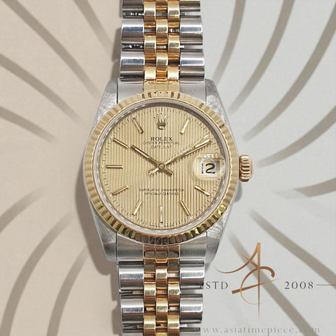 Rolex Datejust Midsize 68273 Champagne Tapestry Dial No Pinhole (1995)