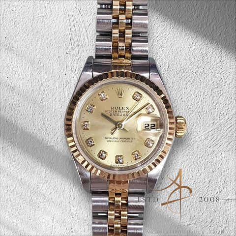 1996 Rolex Datejust Ladies 69173 Diamond Champagne Dial No Pinhole