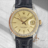 Unpolished Rolex Datejust 16013 Champagne Linen Dial Vintage Watch (1978)