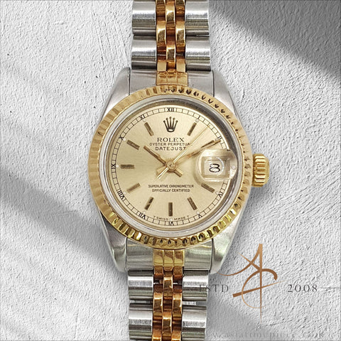 Rolex Datejust Ladies 69173 Champagne Roman Dial Vintage Watch (1987)