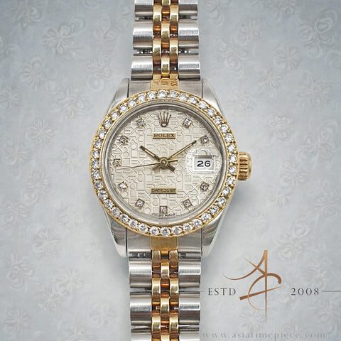 1991 Rolex Datejust Ladies 69173 Computer Diamond Dial & Custom Diamond Bezel Box Set
