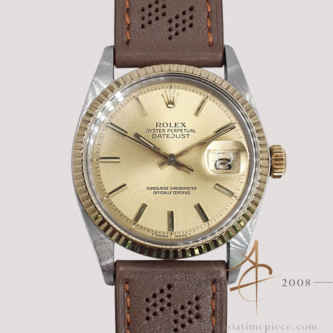 Unpolished Rolex Datejust 1601 Champagne Dial Vintage Watch (1978)