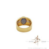 Natural Sapphire Corundum & Diamonds on 18K Gold Ring