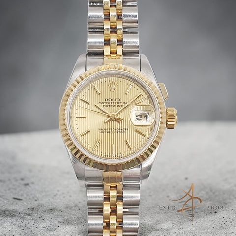 Rolex Datejust Ladies 69173 Champagne Tapestry Dial No Pinhole (1995)
