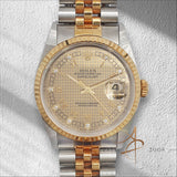 Unpolished 1991 Rolex Datejust 16233 Houndstooth Diamond Dial