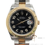 Rolex Datejust II Ref 116333 Black Arabic Dial Rolessor on Oyster Bracelet (2009)