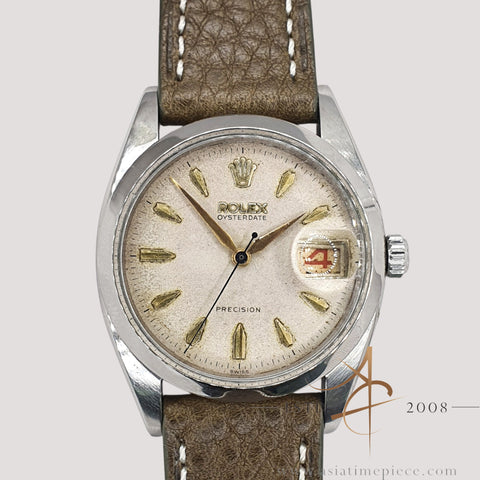 [Rare] Rolex Oysterdate 6494 Patina Dial Gilt Dagger Markers Vintage Watch (1957)