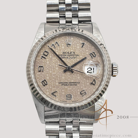 1989 Rolex Datejust Ref 16234 Taupe Patina Computer Dial Vintage Watch with Box Cert