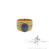 Natural Sapphire Corundum & Diamonds on 18K Gold Ring