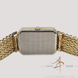 Rare Vintage Omega De Ville Andrew Grima Design Rectangular Brown Dial Gold Woven Bracelet
