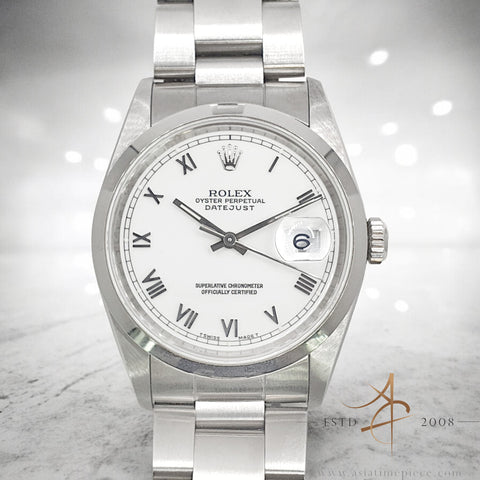 Rolex Datejust 16200 White Roman Dial Oystersteel (1995)
