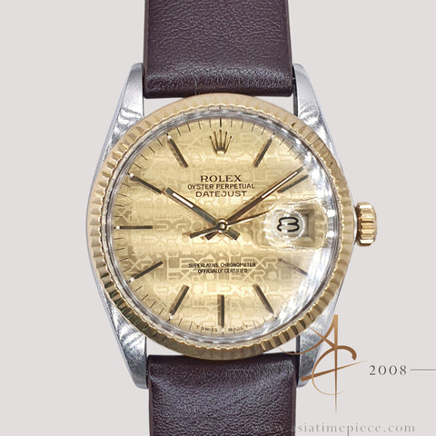 1987 Rolex Datejust 16013 Champagne Computer Dial Vintage Watch