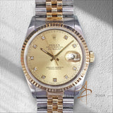 1990 Rolex Datejust 16233 Champagne Diamond Dial Box Cert
