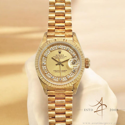 1991 Rolex 69178 President Lady Datejust Myriad Diamond Dial in 18K Gold