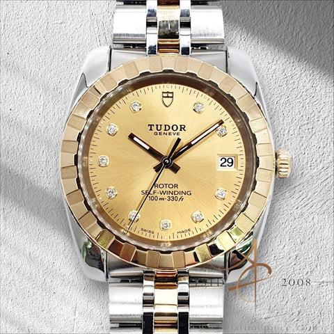 2020 Tudor Classic Date 21013 Diamond Champagne Dial Full Set