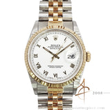 1995 Rolex Datejust 16233 White Roman Dial with Certificate Box