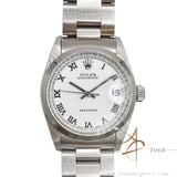 Rolex Oysterdate Precision 6466 Midsize Custom White Roman Dial Vintage Watch (1976)