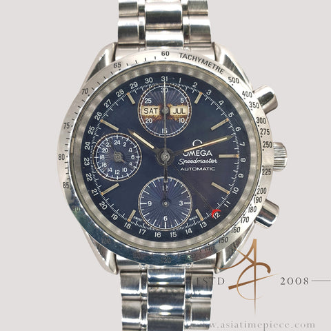 Omega Speedmaster Triple Date 3521.80 Blue Dial Automatic Chronograph Watch