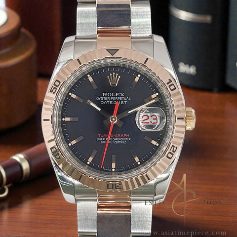 2005 Rolex Datejust 116261 Turn-O-Graph in 18K Everose & Steel 36mm Local Set