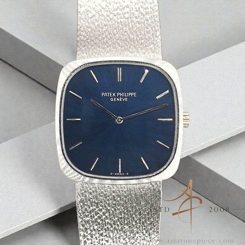 Patek Philippe Ellipse 3566-1 | 18k White Gold | Blue Sunburst Dial | Vintage 1972