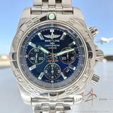 Breitling Chronomat 44 AB0110 / A011C89PA Blue Dial Automatic Chronograph  Steel Bracelet Box Set (2009)