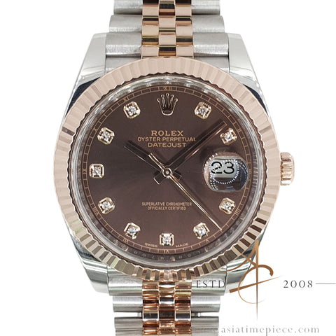 2019 Rolex Datejust 41 Ref 126331 Chocolate Diamond Dial Everose Full Set