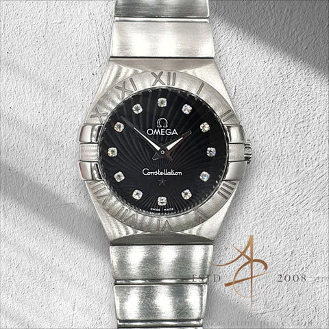 2017 Omega Constellation 123.10.27.60.51.001 Black Supernova Diamond Dial in 27MM Ladies