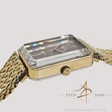 Rare Vintage Omega De Ville Andrew Grima Design Rectangular Brown Dial Gold Woven Bracelet