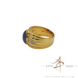 Natural Sapphire Corundum & Diamonds on 18K Gold Ring