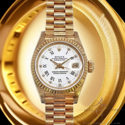 Rolex 69178 President Lady Datejust Diamond White Dial in 18K Gold (1993)