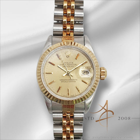 1989 Rolex Datejust Ladies 69173 Champagne Tapestry Dial Box & Certificate