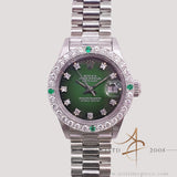 [Rare] Rolex President Datejust 6907/9 Green Gradient Dial Diamond Bezel in 18K White Gold (1979)