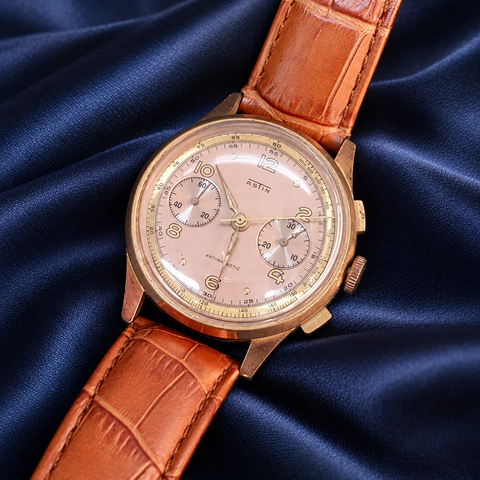 Astin 18k Rose Gold Swiss Winding Vintage Watch (1950s)