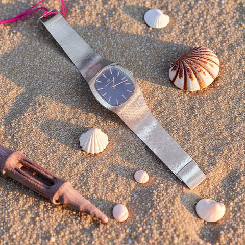 Girard Perregaux Silver Vintage Watch Blue Dial 34mm