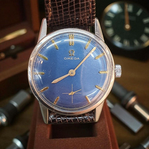 Omega Blue Dial Vintage Watch 33mm