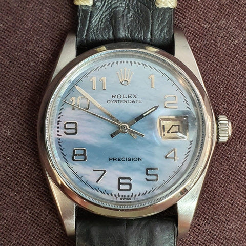 Rolex 6694 Custom Blue Mother of Pearl Vintage Watch (1968) 34mm