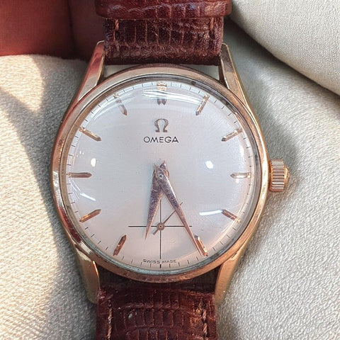 Vintage Omega Gold Micron Subhand Watch 33mm