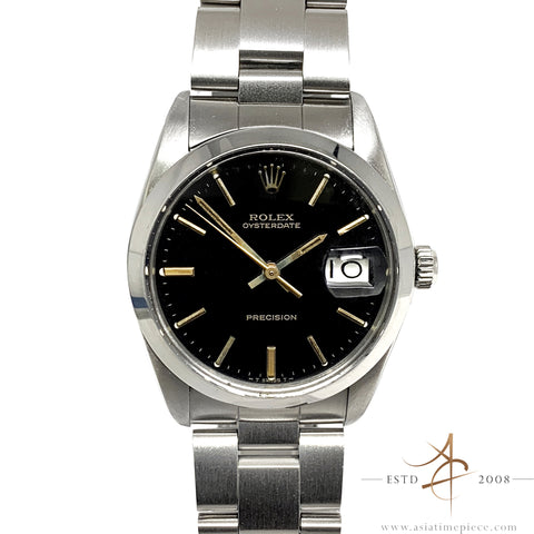 [Cert] Rolex Oysterdate Precision Ref 6694 Black Dial Vintage Watch (Year 1975)