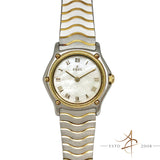 Ebel Classic Wave Mother of Pearl Dial 18K Gold Steel Ref 1057901 Quartz Women Watch