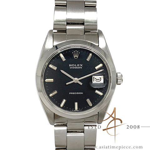 Rolex Oysterdate Precision Ref 6694 Dark Grey Dial Vintage Watch (Year 1981)