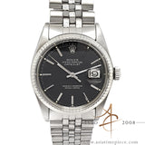 [Cert & Box] Rolex Datejust Ref 1601 Grey Black Dial Vintage Watch (1973)